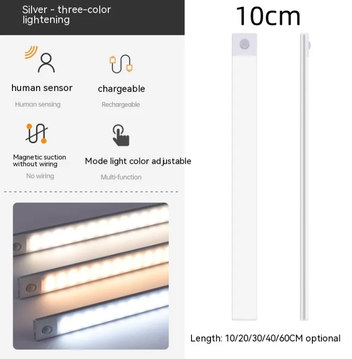Smart Infrared Sensor Wireless Cabinet Light – Magnetic Rechargeable LED Strip for Wardrobe, Hallway, and Cabinets
